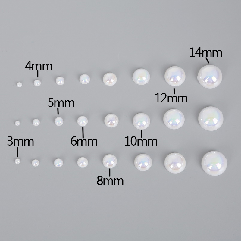 半面ABS仿珍珠半圆平底贴片手工diy材料手链粘蝴蝶结彩色珠子配件 - 图2