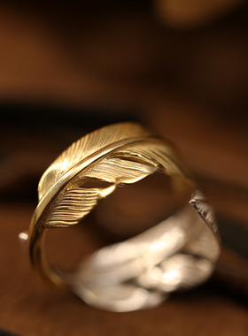 鹫见太郎双羽毛戒指925银