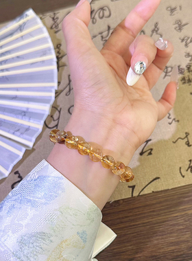 天然黄水晶手链巴西黄色水晶