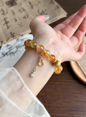 天然黄塔晶黄水晶手链女招财转运