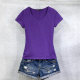 Pure cotton short-sleeved T-shirt for women V-neck solid color half-sleeved base shirt