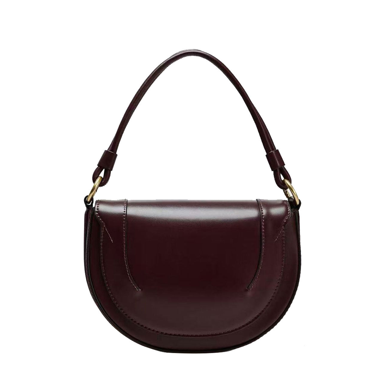 Z家女包2024新款冬季撞色缉线饰手提包时尚单肩斜挎包翻盖硬质包 - 图3