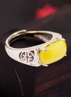 diy时尚风蜜蜡镶嵌活口戒指空托