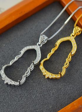 女款S925纯银吊坠空托DIY镶嵌