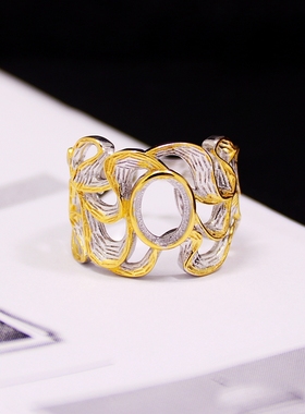 diy设计款蜜蜡玉石琥珀戒指空托