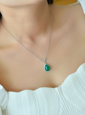 女款S925纯银DIY镶嵌托吊坠空托