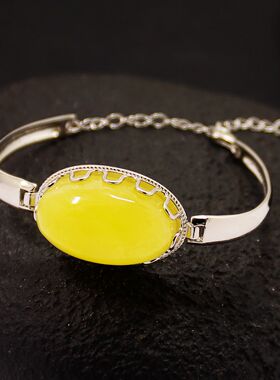 s925手链空托女光面DIY松石琥珀