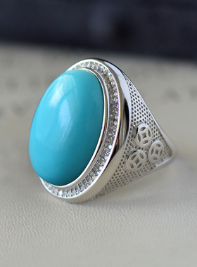 男女款S925纯银玉石镶嵌戒指空托