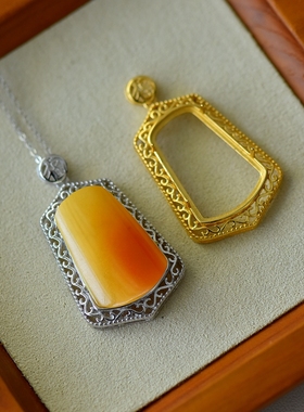 男女款S925纯银DIY镶嵌吊坠空托