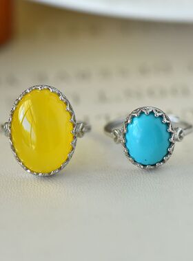 男女款S925纯银包边镶嵌戒指空托