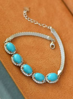 女S925纯银时尚四爪手链空托镶嵌