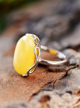 纯银戒指空托小花边镶嵌S925时尚