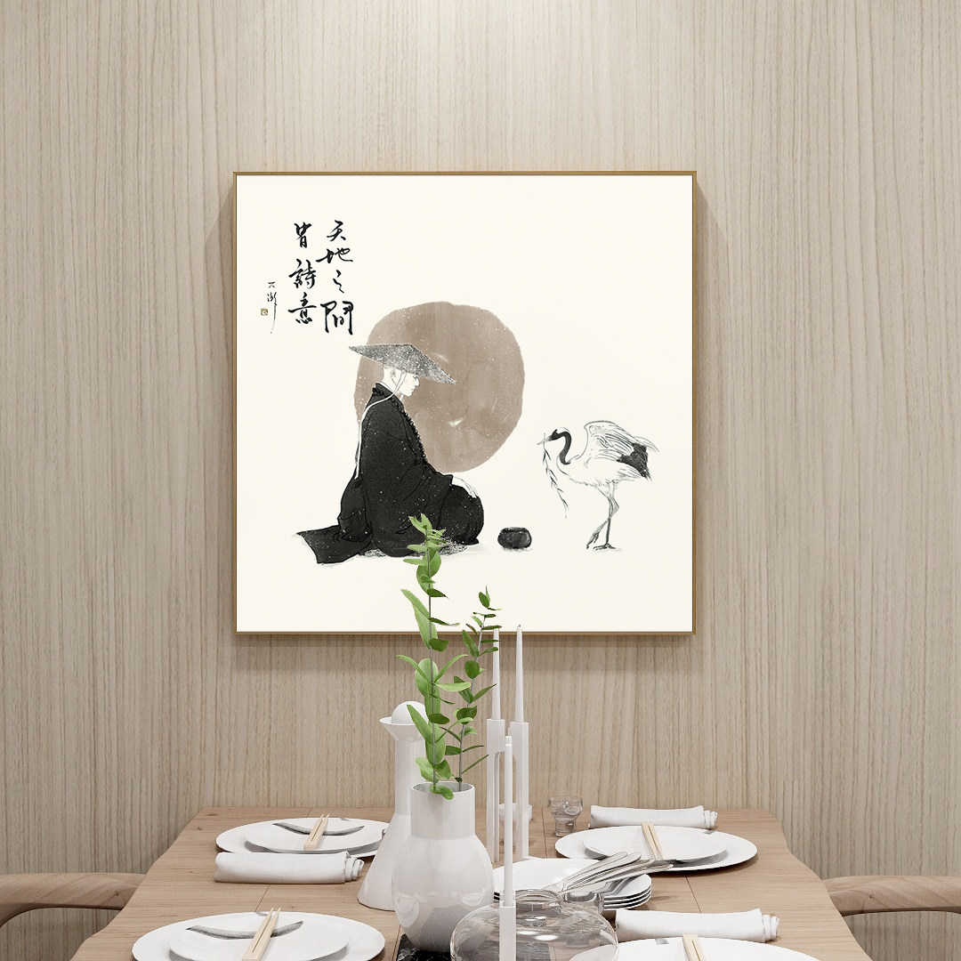 百特好新中式禅意装饰画茶室挂画中国风水墨意境书房背景墙面壁画_虎窝淘
