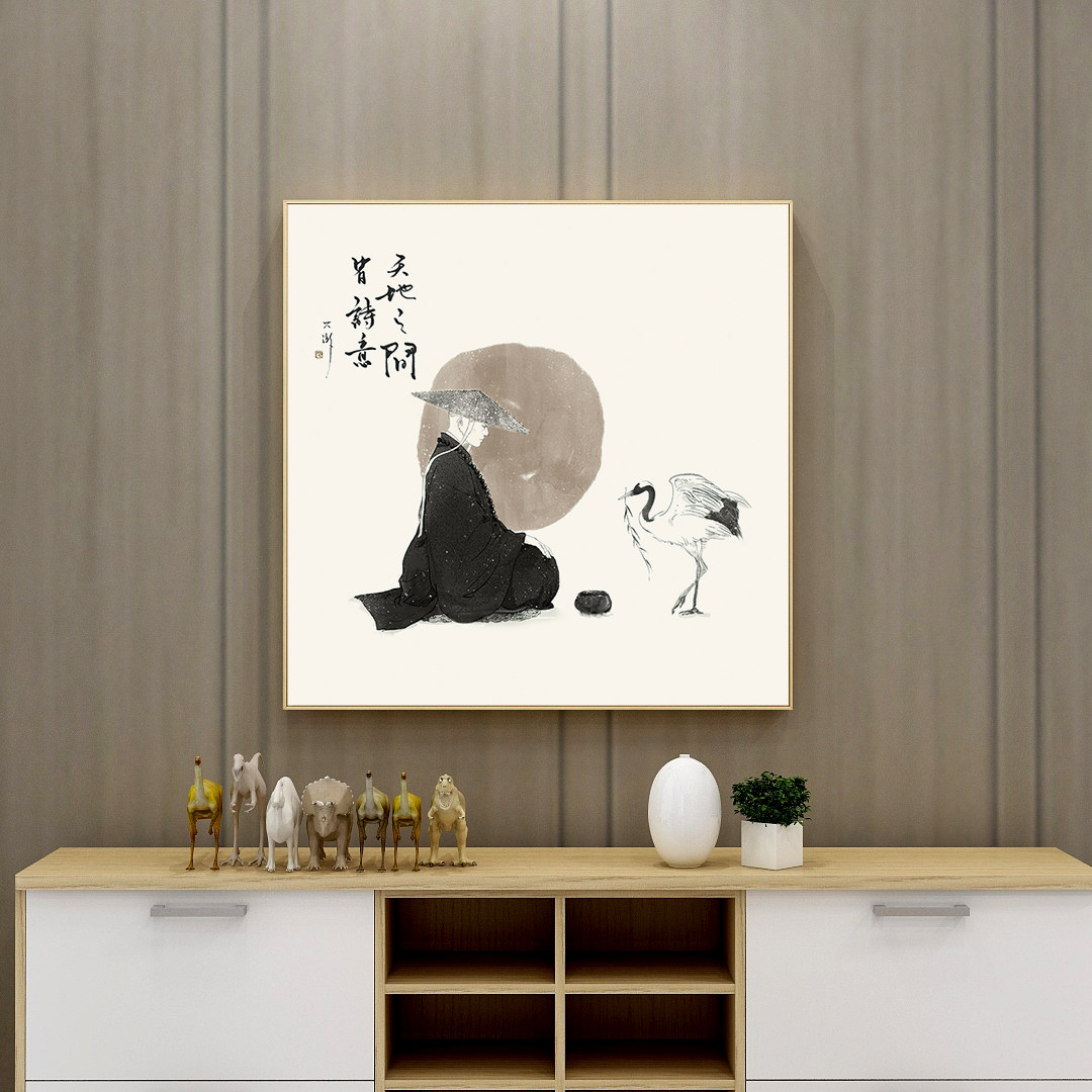 百特好新中式禅意装饰画茶室挂画中国风水墨意境书房背景墙面壁画_虎窝淘