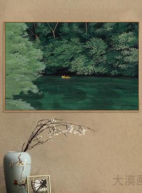法式复古绿色餐厅风景装饰画