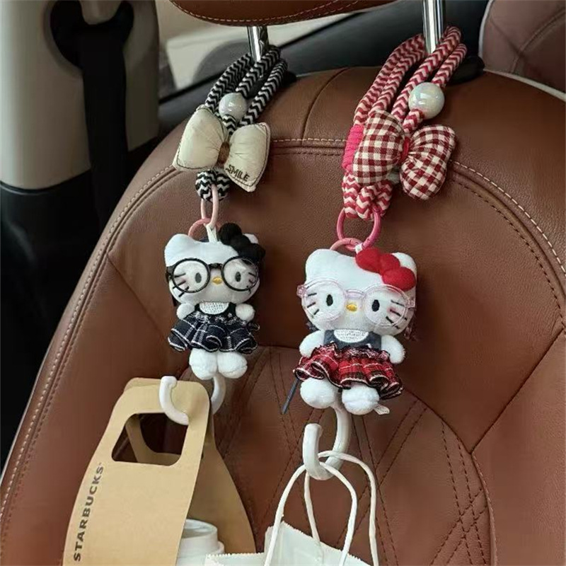 可爱眼镜系列kitty猫小公仔书包挂件包包挂饰品ins毛绒玩偶钥匙扣 - 图1