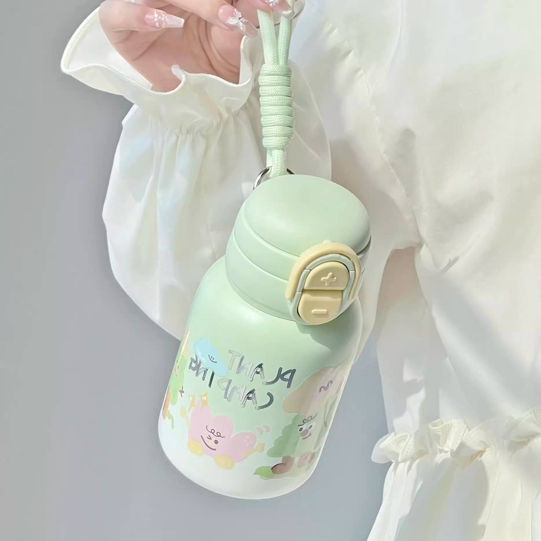 物生物保温杯水杯316L随手高颜值女2025新款儿童学生便携吸管水壶 - 图1