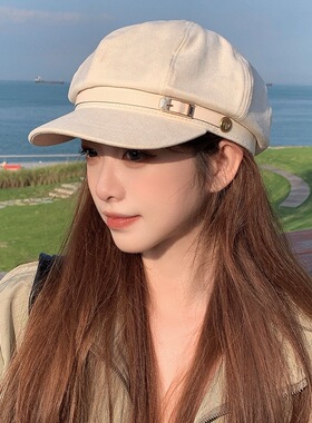 麂皮绒报童帽女显脸小大头围
