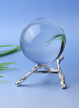 纯色水晶球金属支架配件树杈造型球底座锌合金家居装饰摆件样品房