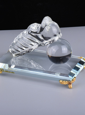 人造水晶足球鞋桌面摆件送男友