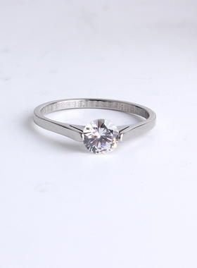 银色锆石钛钢戒指热卖饰品