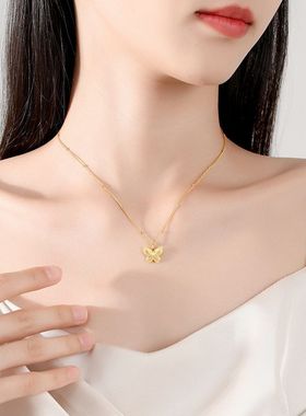 跨境碎冰冰蝴蝶项链女S925纯银小众轻奢高级鱼鳞吊坠锁骨链送女友