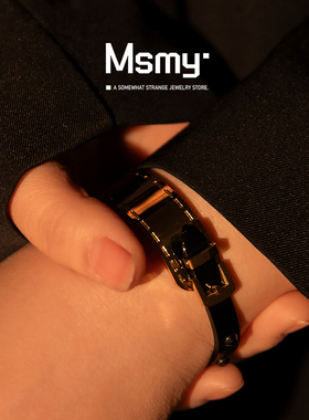 MSMY黑钛钢东大门ins潮个性网红冷淡风气质玫瑰金手镯子女款热卖