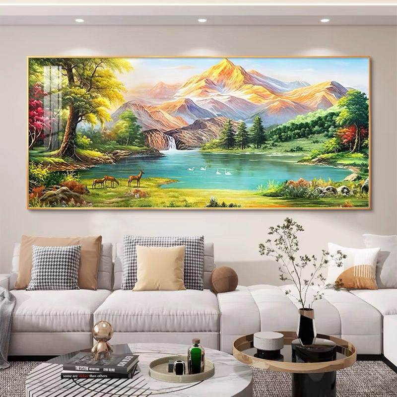 聚宝盆钻石画满钻新款客厅大幅高级感风景山水靠山图5D粘钻十字绣,淘宝优惠券,粉丝福利购,淘宝优惠卷