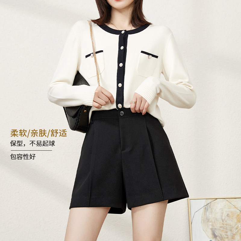 逸阳黑色三分西装女秋宽松2020短裤 逸阳海石休闲裤