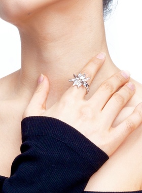 UNI优霓莲花倒影戒指2023年新款简约中国风小众设计个性古风戒指