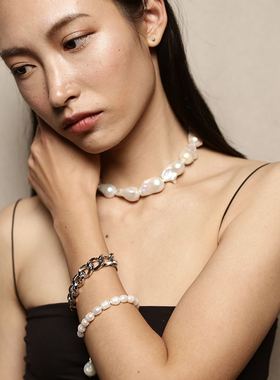 uni优霓巴洛克重工异形珍珠项链