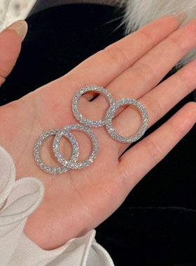 Lucky K S925纯银小众轻奢时尚高级感甜甜圈三面钻戒指女个性