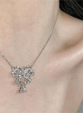 Lucky K S925纯银波光流动璀璨蝴蝶项链女轻奢小众镶锆钻锁骨颈链