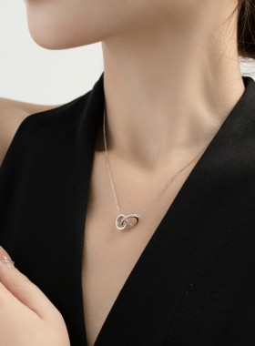 Lucky K 夏季新款圆环双扣链坠女款ins风银项链