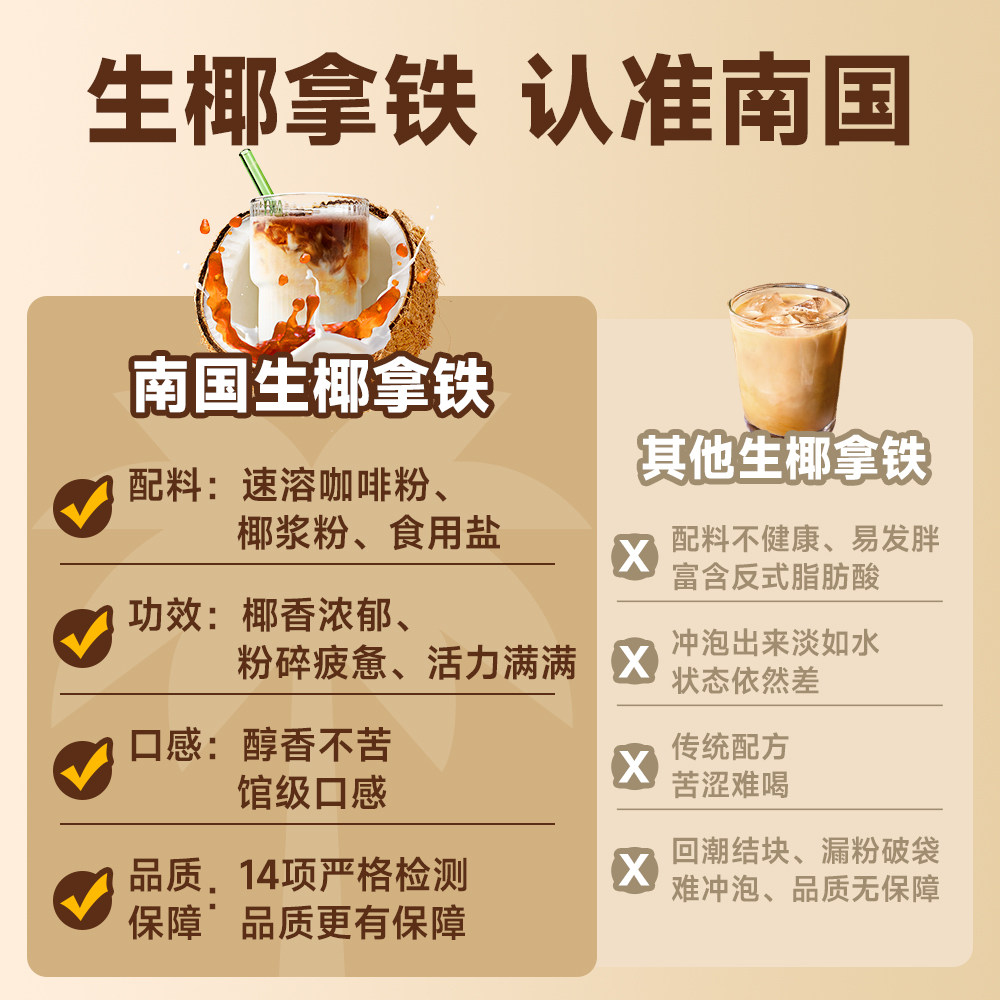 南国生椰拿铁防困提神办公速溶学生椰拿铁90包速溶咖啡粉海南特产