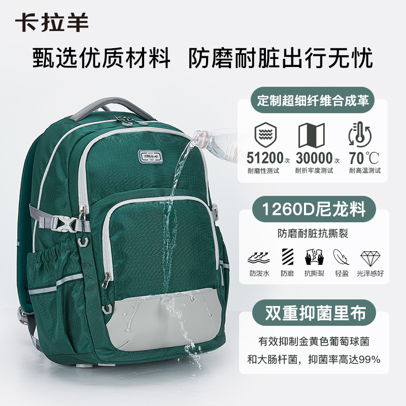 卡拉羊初中学生书包超轻便双肩包大容量旅行背包男减负机能包5501 - 图2