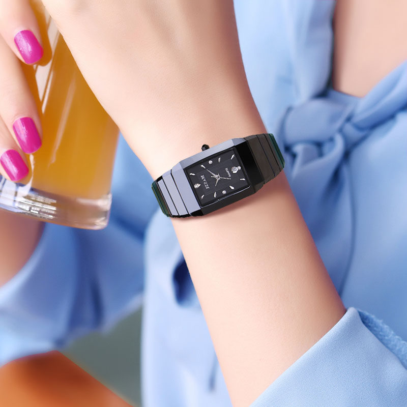 时尚陶瓷方形女士2020新款石英表 爵帅诺曼帝自营店国产腕表