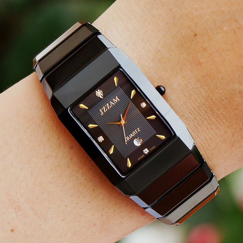 正品陶瓷防水男士长方形20情侣表 爵帅诺曼帝自营店国产腕表