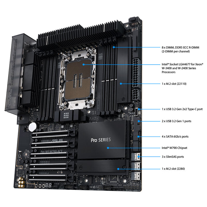 华硕PRO WS W790-ACE工作站主板LGA4677支持XeonW3/W5/W7/W9系列-图0