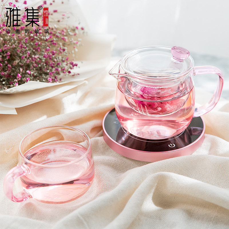 雅集恒温宝玻璃耐热保温泡茶花茶壶 雅集花草茶具