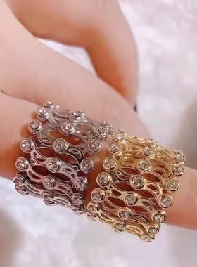 网红手镯一体伸缩收缩戒指S925