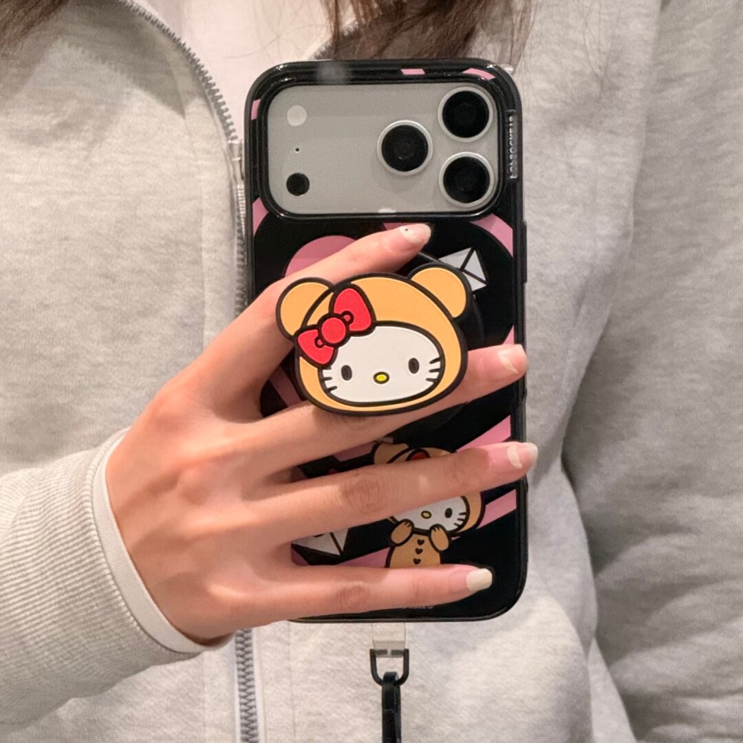 【新HelloKitty联名-泡泡骚强磁吸手机壳】美味零食坐坐KT罐头软糖袋磁吸支架适用于iphone16promax苹果15Pro