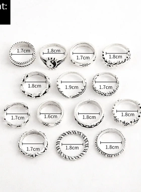 Retro Silver Color Geometric Knuckle Ring Set For Women