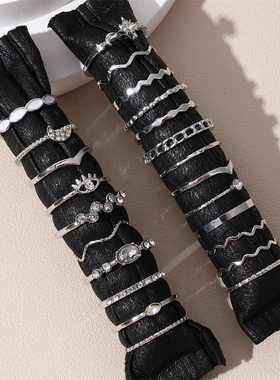 23Pcs Fashion Knuckle Rings Set For Women Crystal Star Moon