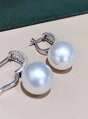 Luxury CZ Imitation Pearl Earrings for Women Silver Color