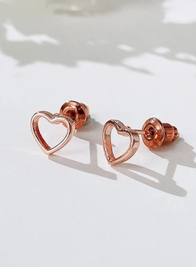Minimalist Heart Stud Earrings for Girls 3 Metal Colors