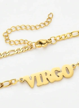 12 Zodiac Letter Stainless Steel Necklaces For Women