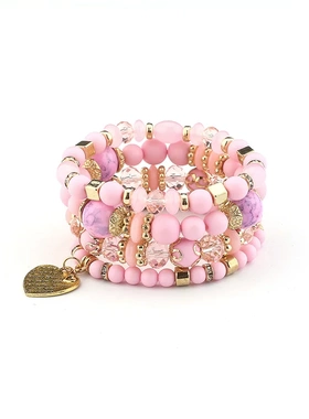 4Pcs/set Boho Ethnic Heart Beaded Bracelet Set For Women