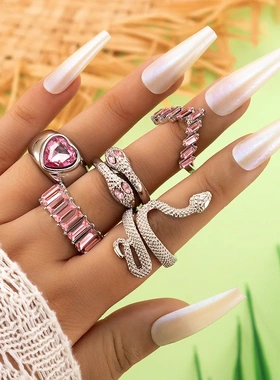 New Crystal Geometric Kunckle Ring Set For Women Colorful