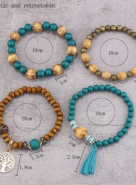 Boho Tree Of Life Bracelet Set For Women Fashion Tassels